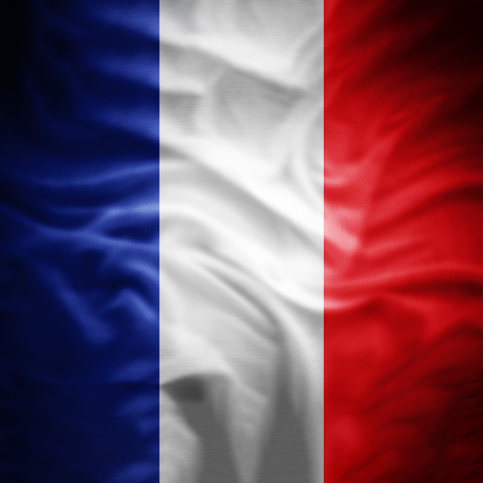 3D illustration of the flag of France
